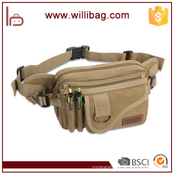 Moda de alta qualidade ao ar livre Multi-Pocket Canvas Waist Bag